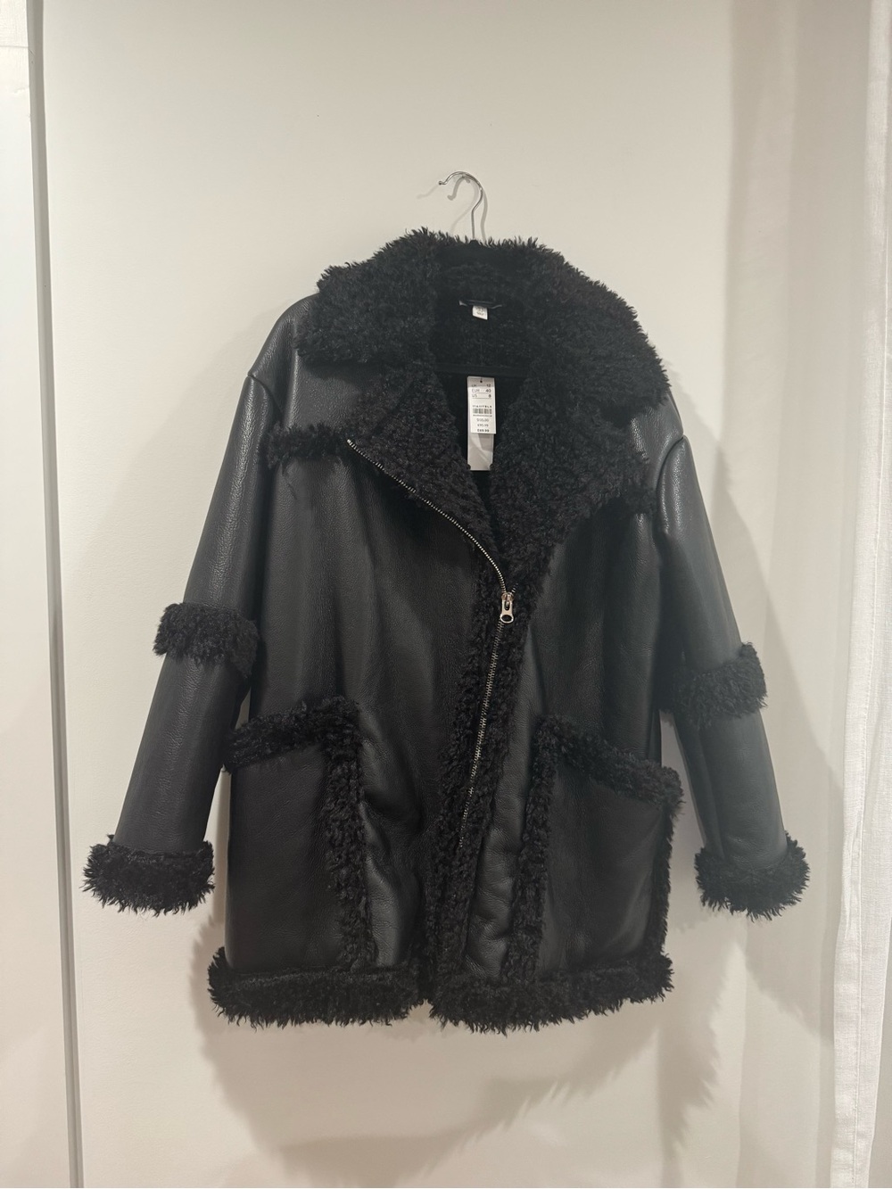 NWT Topshop Black Faux Shearling Aviator Jacket - Women